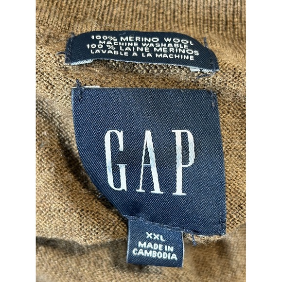 GAP 100% Merino Wool Brown Turtleneck Sweater Size XXL Long Sleeve Lightweight - Picture 2 of 7